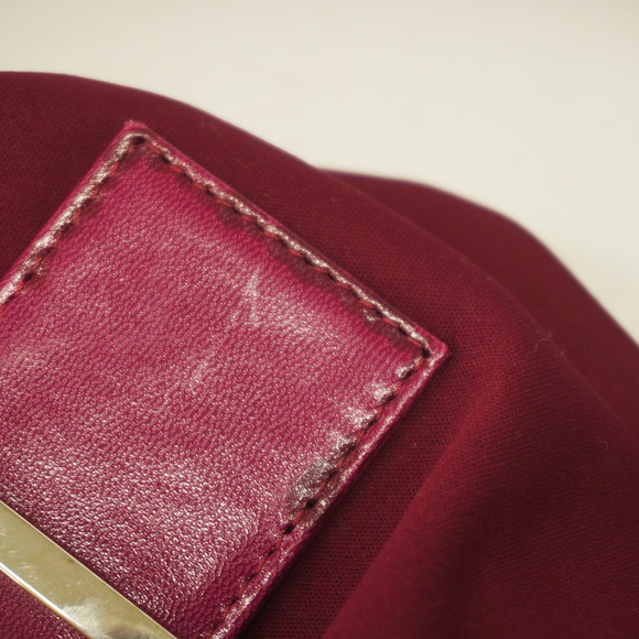 Auth Fendi Mamma Bucket Women's Cotton Handbag Bordeaux - Picture 10 of 13